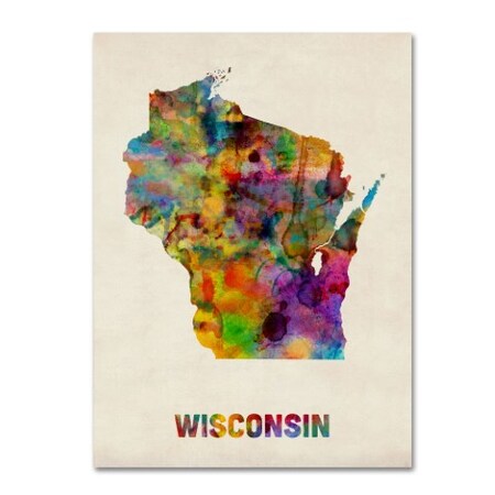 Trademark Fine Art Michael Tompsett 'Wisconsin Map' Canvas Art, 35x47 MT0338-C3547GG